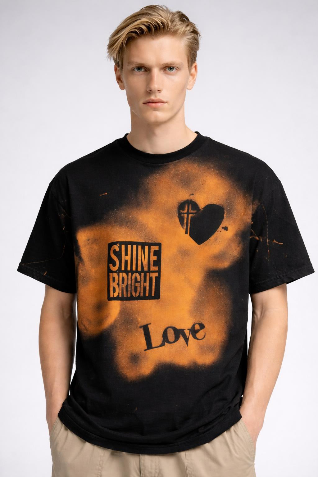 Close-up of the model wearing Redeemed Radiance Tee