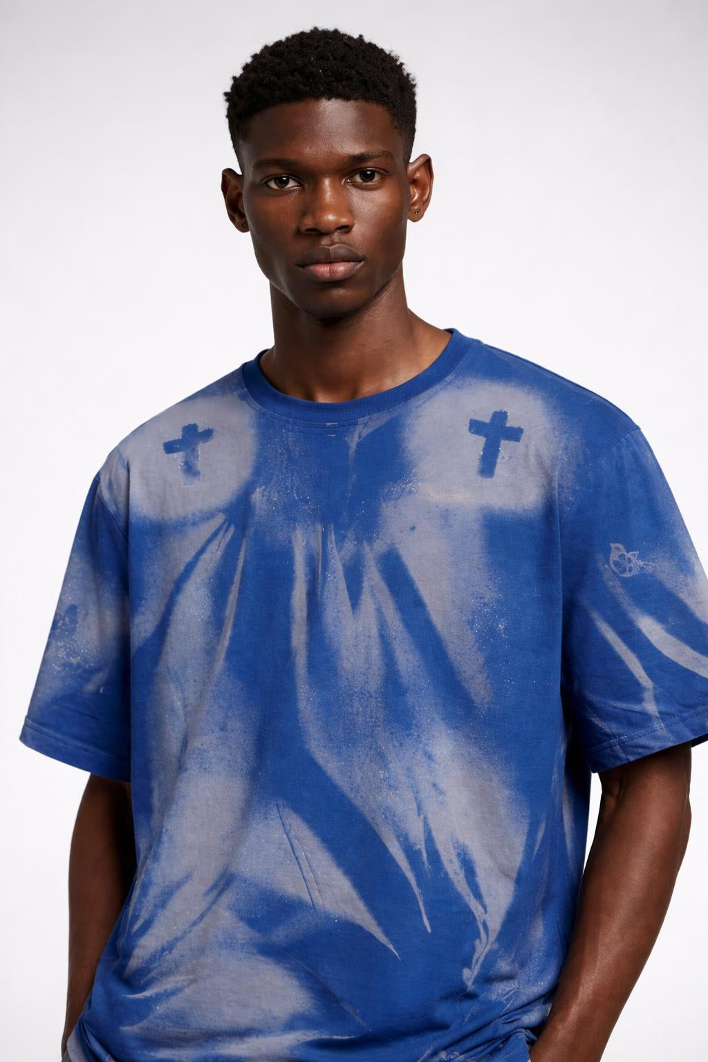 Close-up of the model wearing Worship-Inspired Apparel Tee